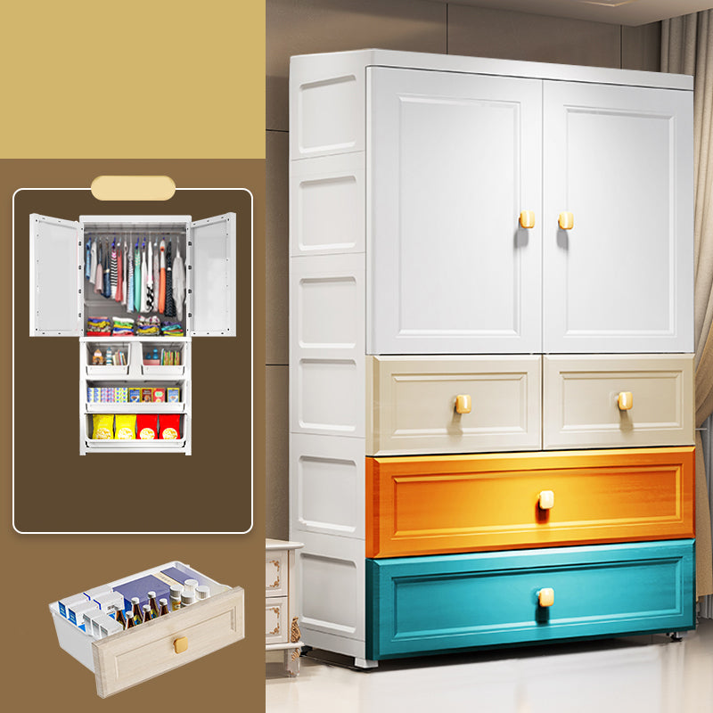 Modern Style Wardrobe Armoire Plastic Wardrobe Closet with Drawers