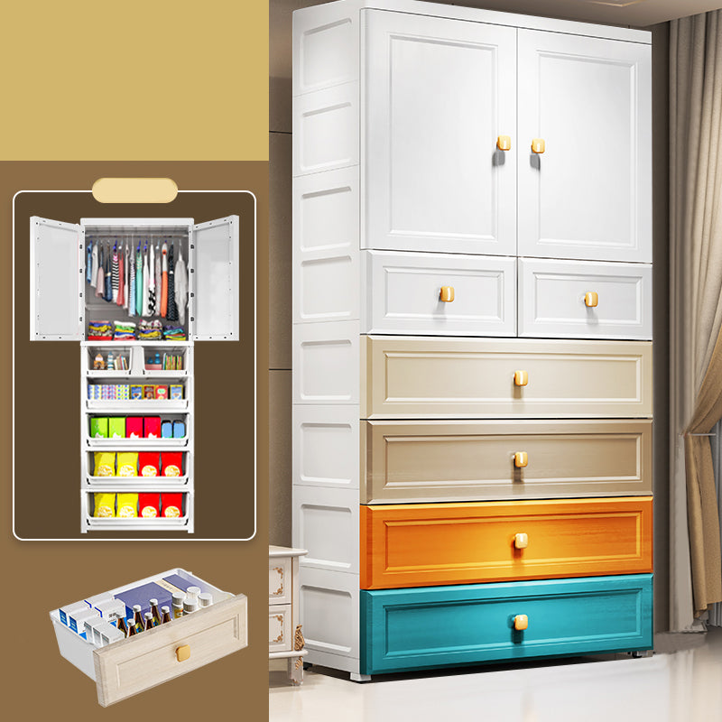 Modern Style Wardrobe Armoire Plastic Wardrobe Closet with Drawers