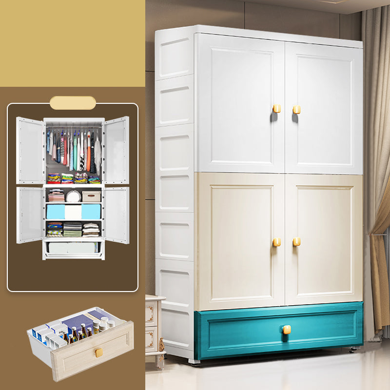 Modern Style Wardrobe Armoire Plastic Wardrobe Closet with Drawers