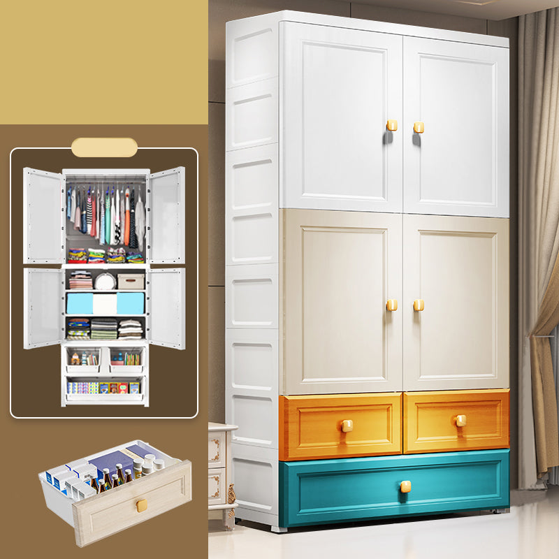 Modern Style Wardrobe Armoire Plastic Wardrobe Closet with Drawers