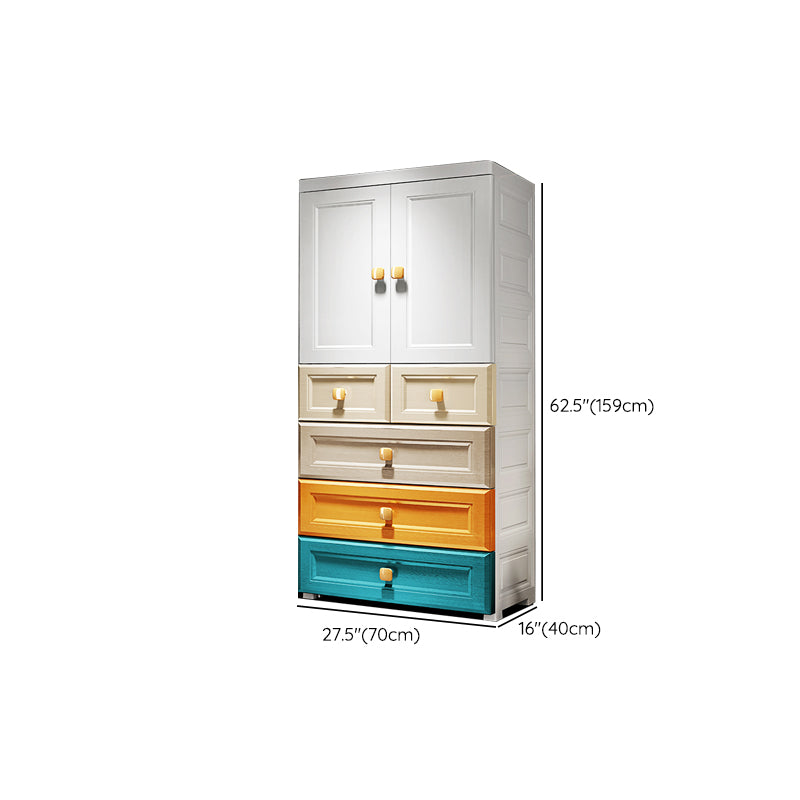 Modern Style Wardrobe Armoire Plastic Wardrobe Closet with Drawers