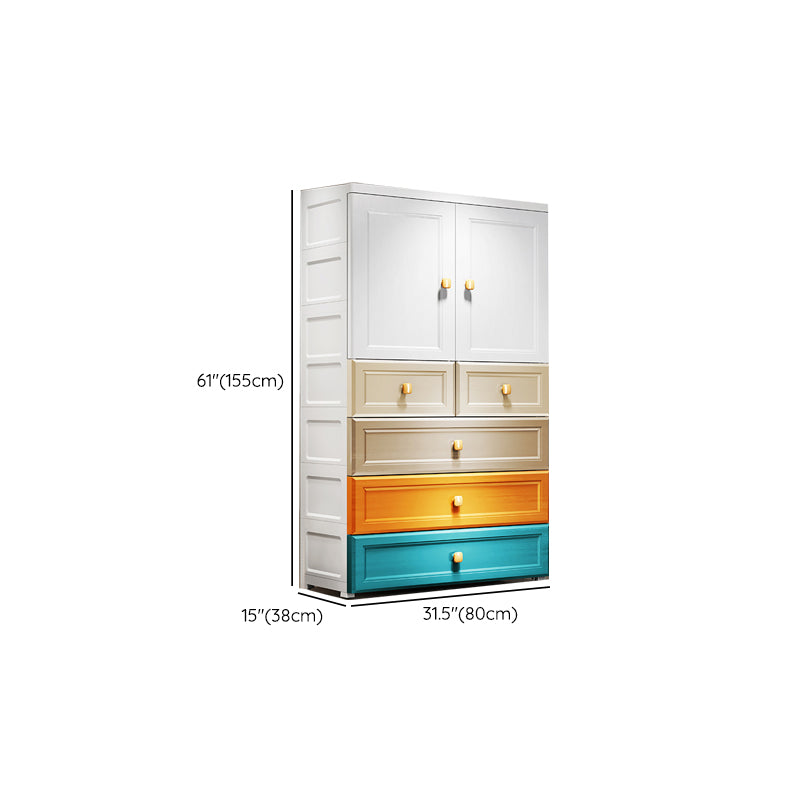 Modern Style Wardrobe Armoire Plastic Wardrobe Closet with Drawers