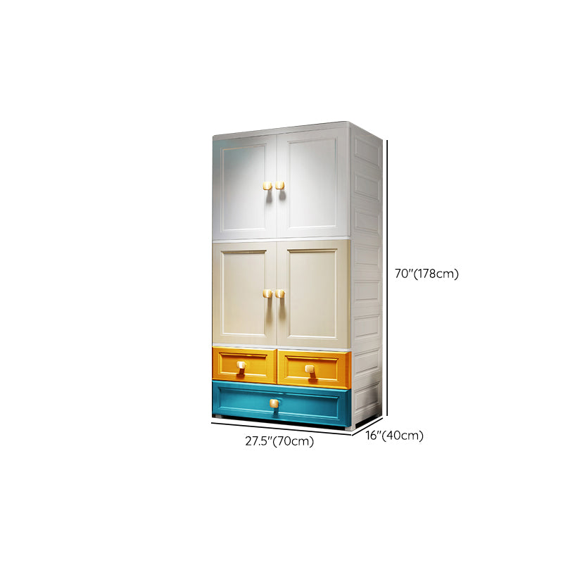 Modern Style Wardrobe Armoire Plastic Wardrobe Closet with Drawers