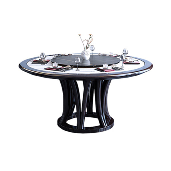 Round Dining Table with Wooden Pedestal Tradition Dinette Table for Home