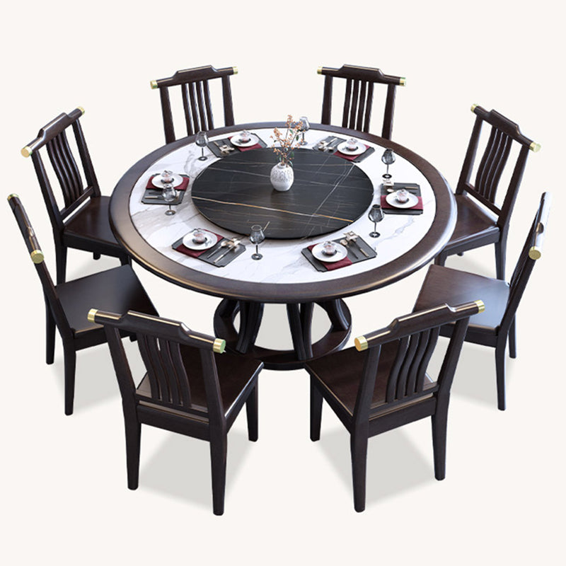 Round Dining Table with Wooden Pedestal Tradition Dinette Table for Home