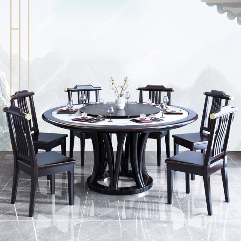 Round Dining Table with Wooden Pedestal Tradition Dinette Table for Home