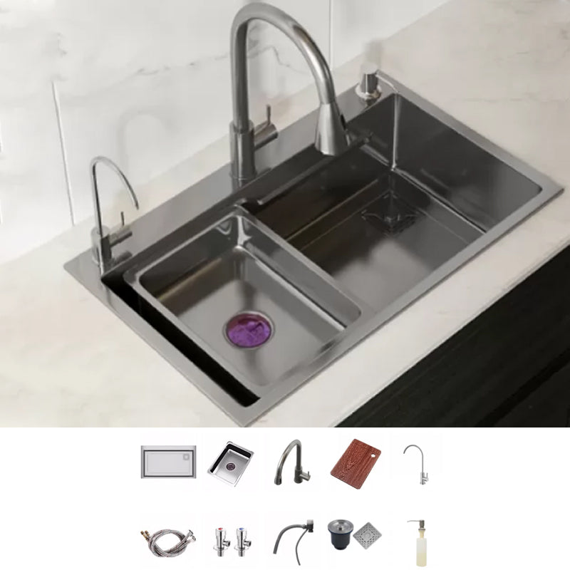 Modern Workstation Sink Stainless Steel with Drain Strainer Kit Workstation Ledge