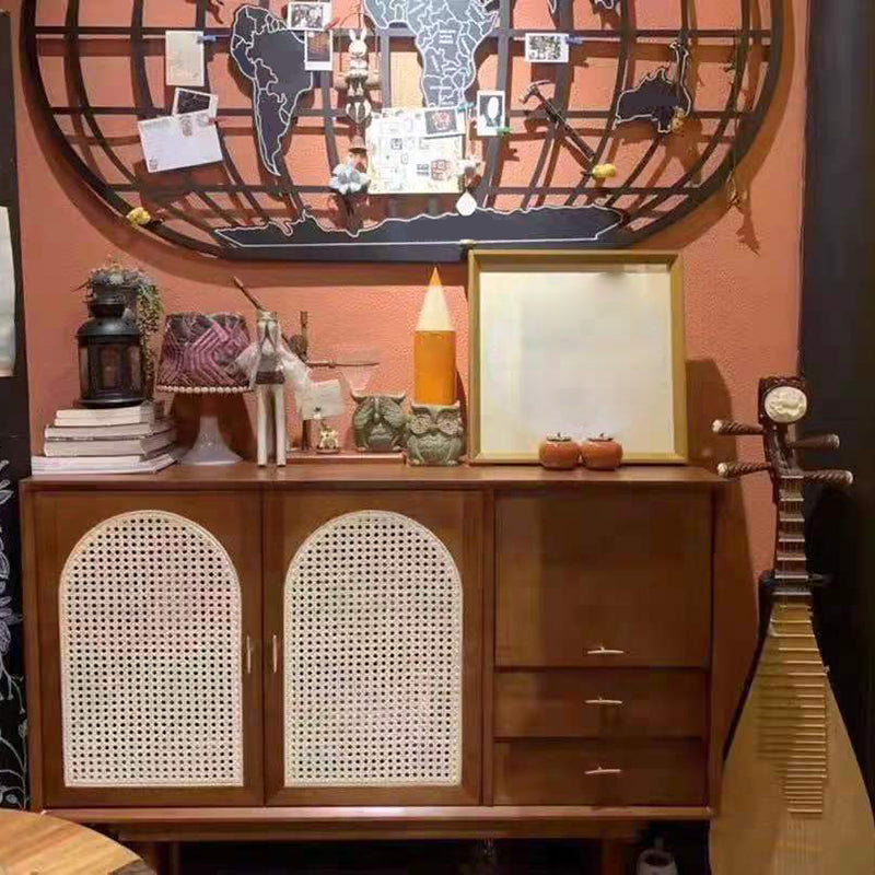 Wooden Sideboard Modern Minimalist Home Buffet with Drawers and Cabinets