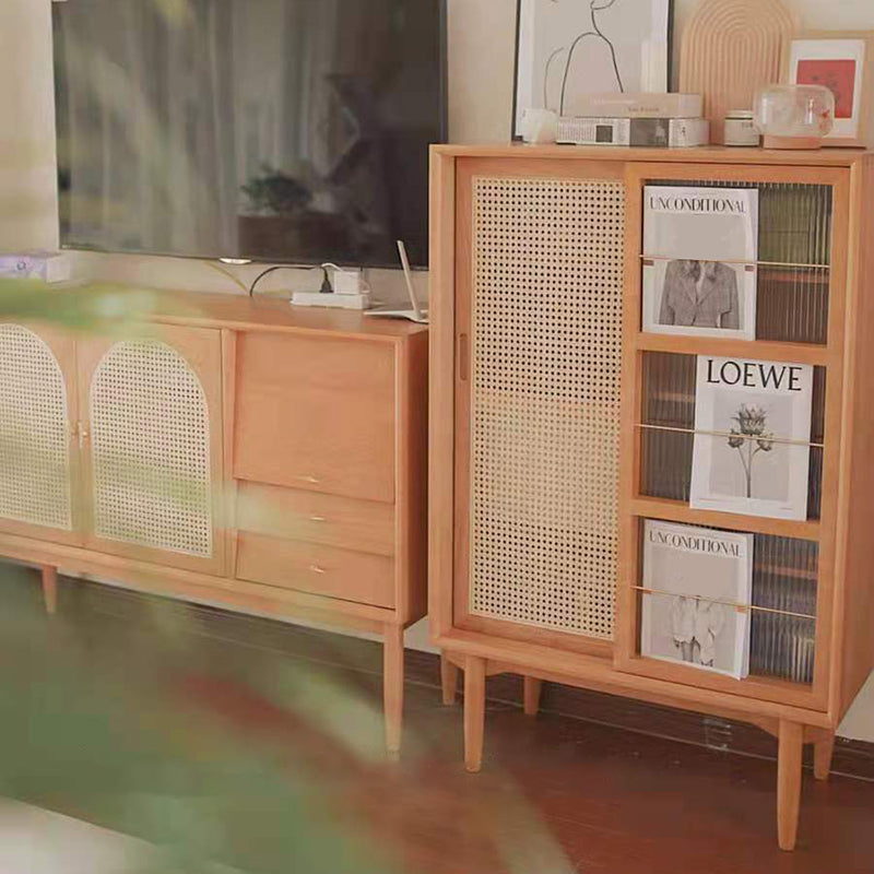 Wooden Sideboard Modern Minimalist Home Buffet with Drawers and Cabinets