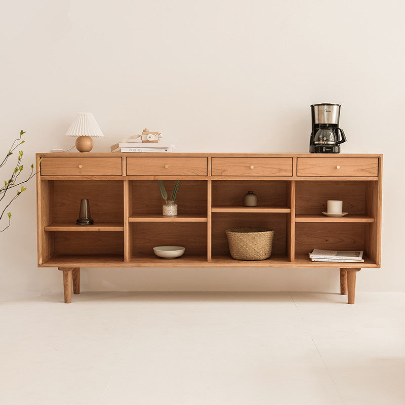 Solid Wood Storage Sideboard Modern Rectangle Server for Dining Room