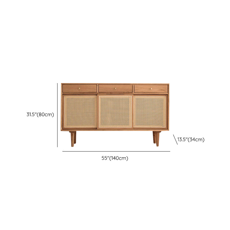 Solid Wood Storage Sideboard Modern Rectangle Server for Dining Room