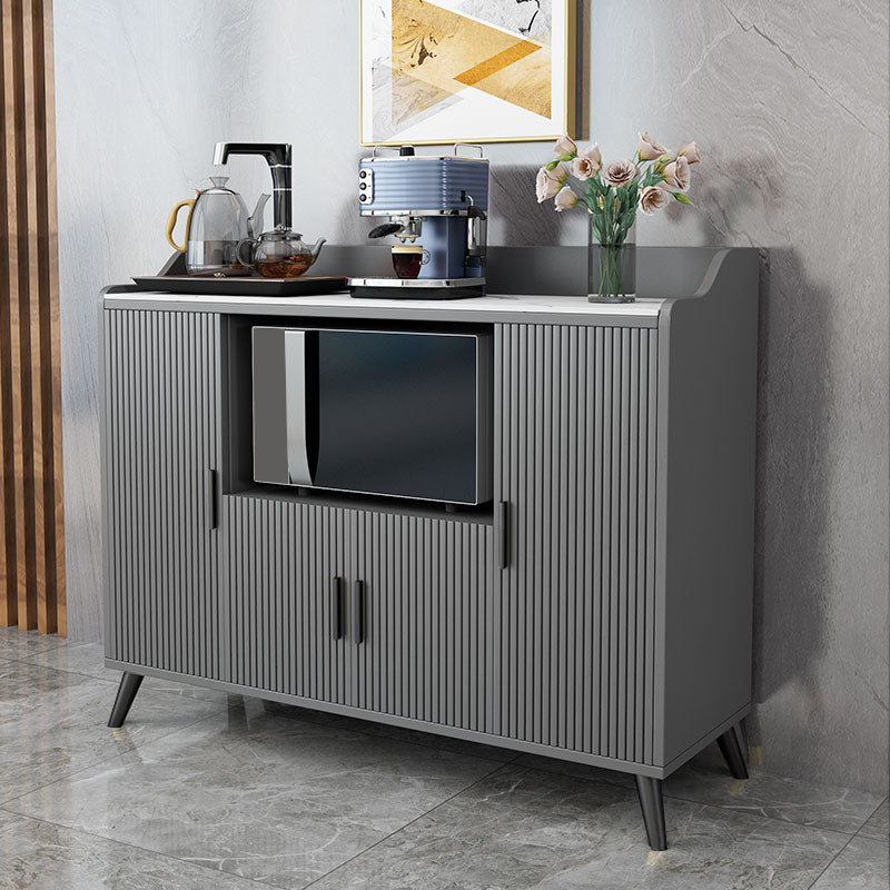 Glam Stone Top Sideboard Modern Indoor Dining Server with Cabinets for Kitchen