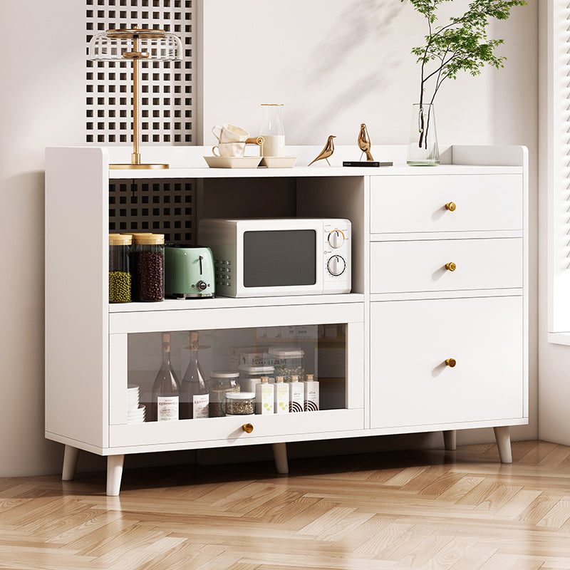 Modern Style Dining Server Engineered Wood Open Storage Included Server with 3 Drawers