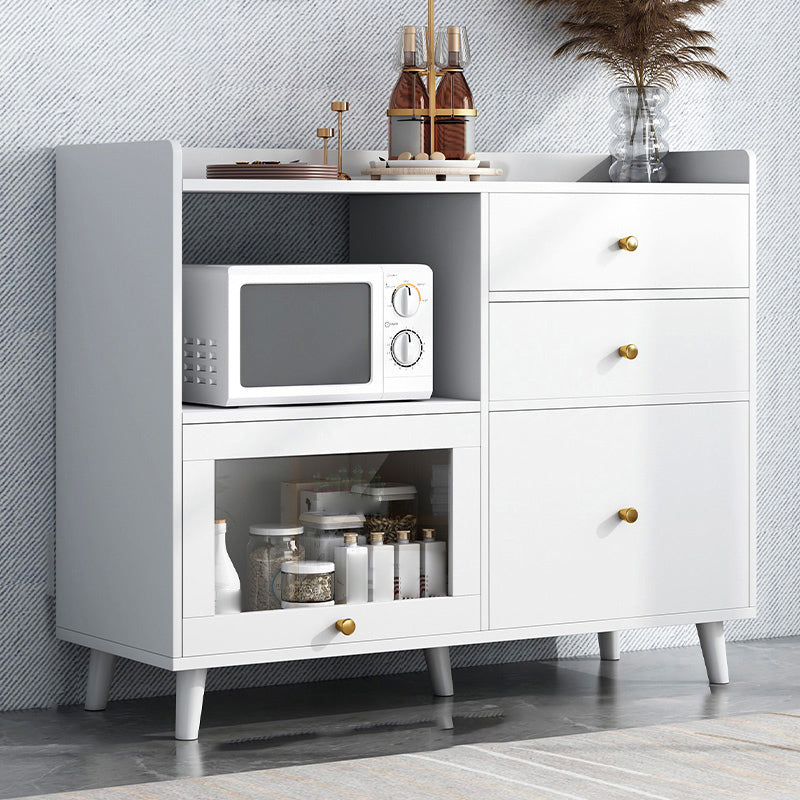 Modern Style Dining Server Engineered Wood Open Storage Included Server with 3 Drawers