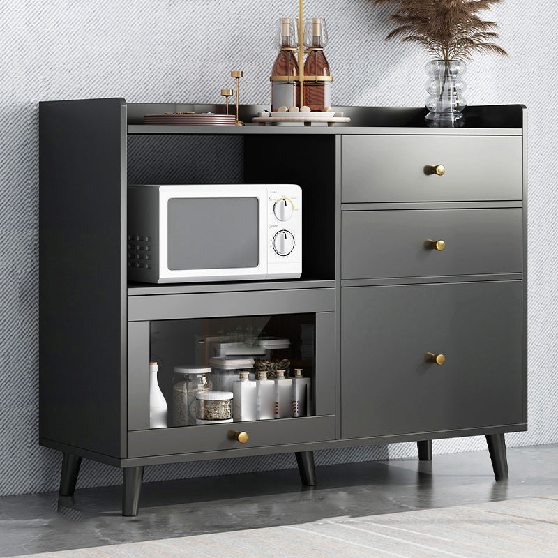 Modern Style Dining Server Engineered Wood Open Storage Included Server with 3 Drawers