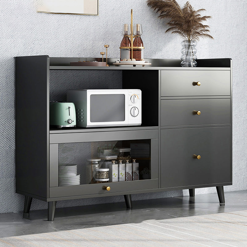 Modern Style Dining Server Engineered Wood Open Storage Included Server with 3 Drawers