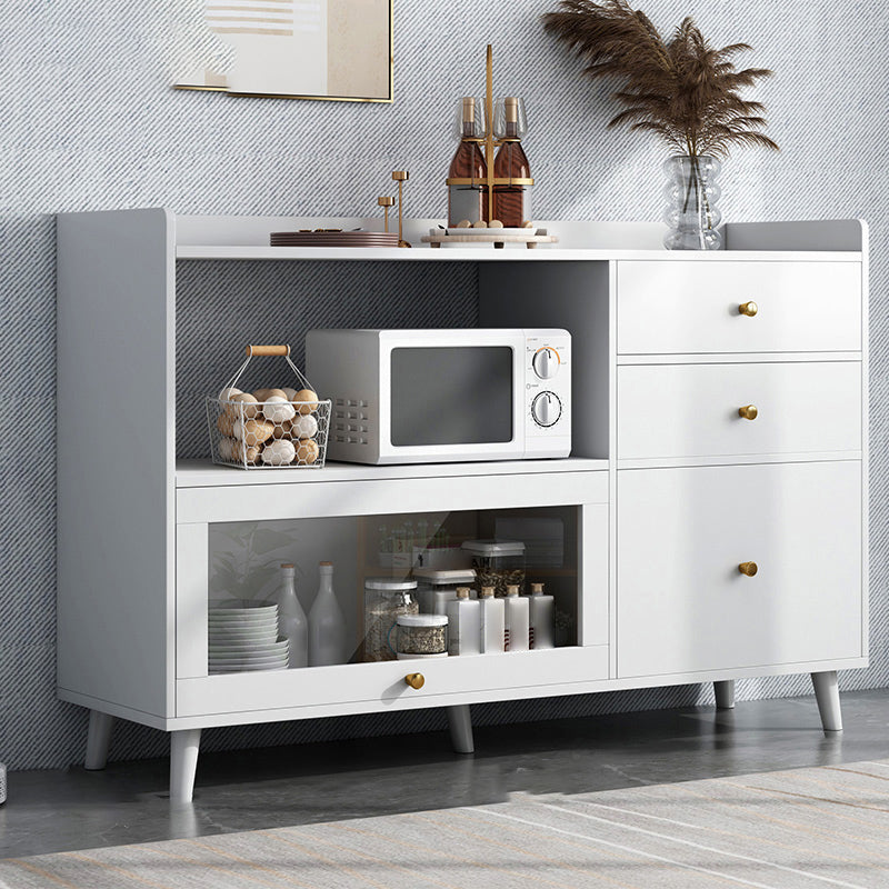 Modern Style Dining Server Engineered Wood Open Storage Included Server with 3 Drawers