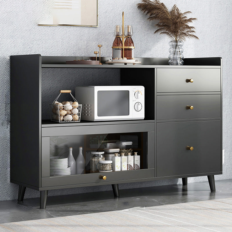 Modern Style Dining Server Engineered Wood Open Storage Included Server with 3 Drawers