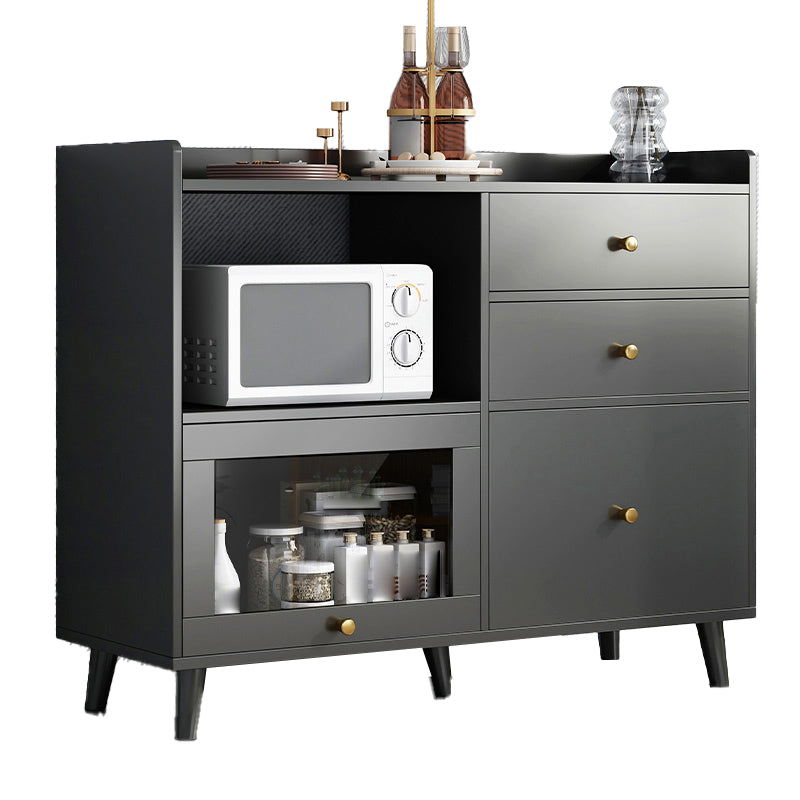 Modern Style Dining Server Engineered Wood Open Storage Included Server with 3 Drawers