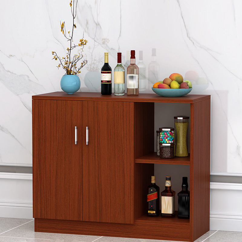 Contemporary Style Sideboard Brown Engineered Wood Server  with Adjustable Shelves