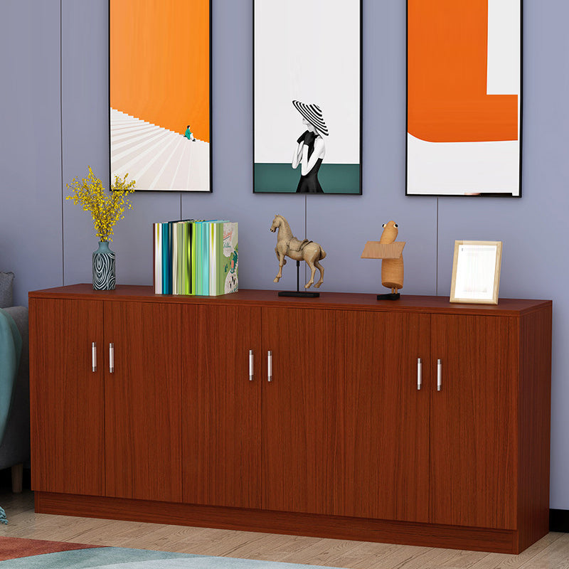 Contemporary Style Sideboard Brown Engineered Wood Server  with Adjustable Shelves