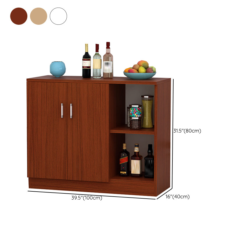 Contemporary Style Sideboard Brown Engineered Wood Server  with Adjustable Shelves