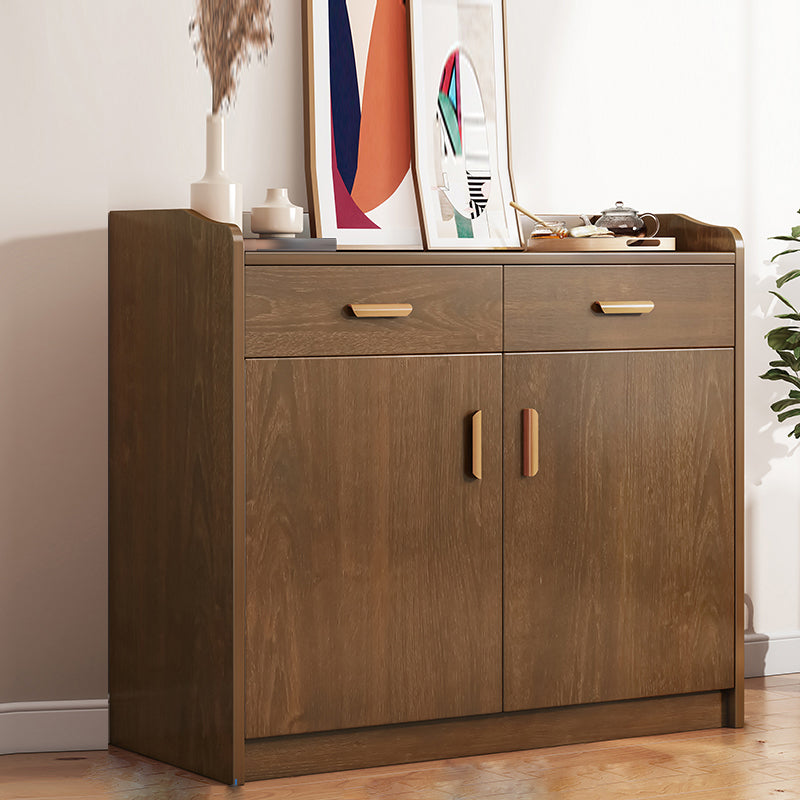 Contemporary Style Dining Server Brown Engineered Wood Server with Doors