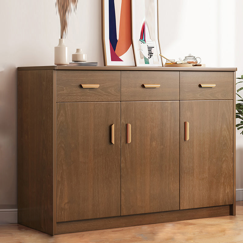 Contemporary Style Dining Server Brown Engineered Wood Server with Doors