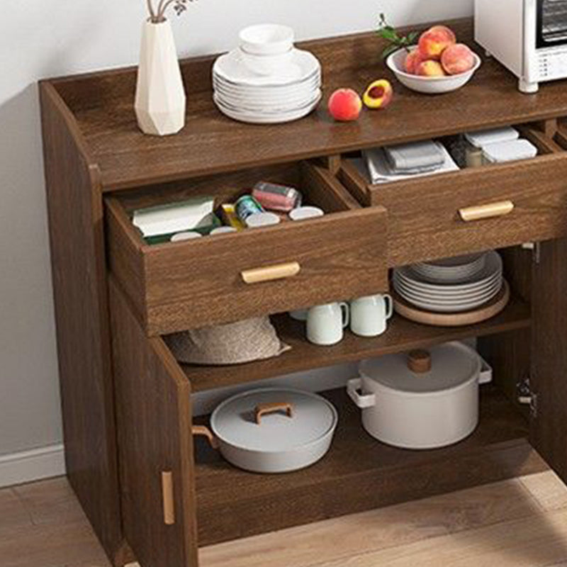 Contemporary Style Dining Server Brown Engineered Wood Server with Doors