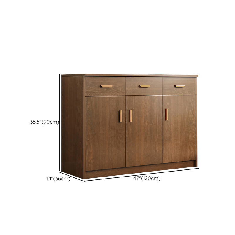 Contemporary Style Dining Server Brown Engineered Wood Server with Doors