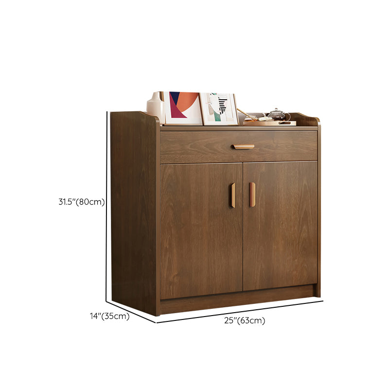 Contemporary Style Dining Server Brown Engineered Wood Server with Doors