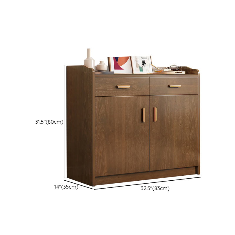 Contemporary Style Dining Server Brown Engineered Wood Server with Doors