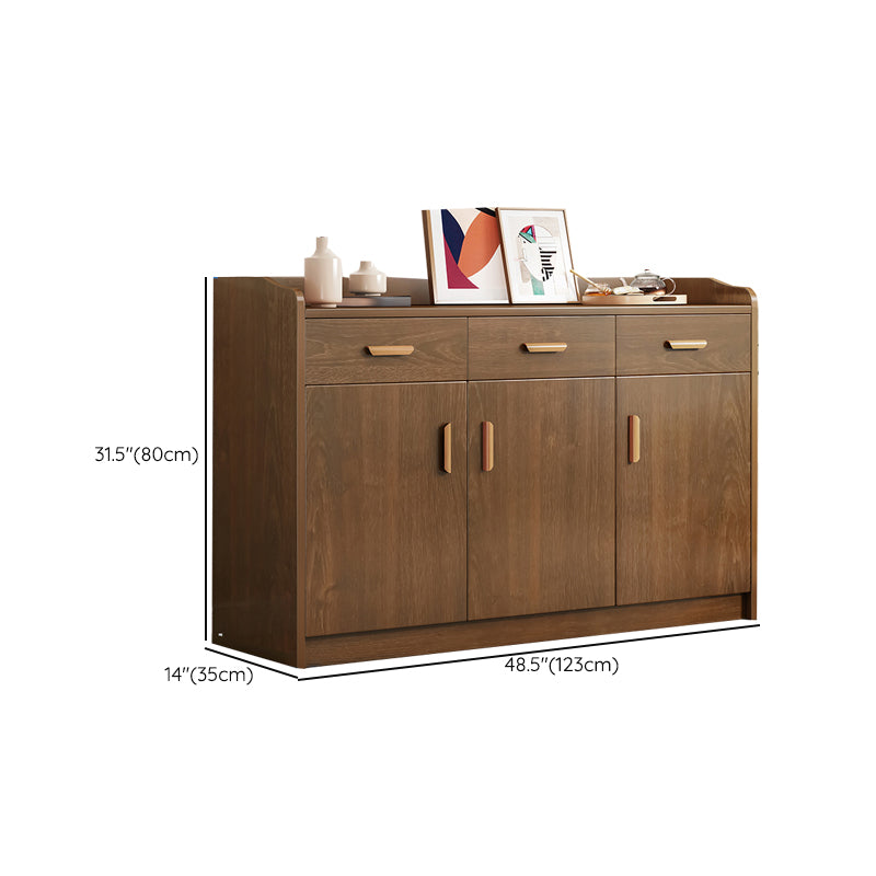 Contemporary Style Dining Server Brown Engineered Wood Server with Doors