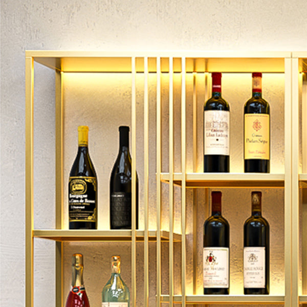 Modern Simple Floor Wine Rack Golden Wine Bottle Rack for Kitchen