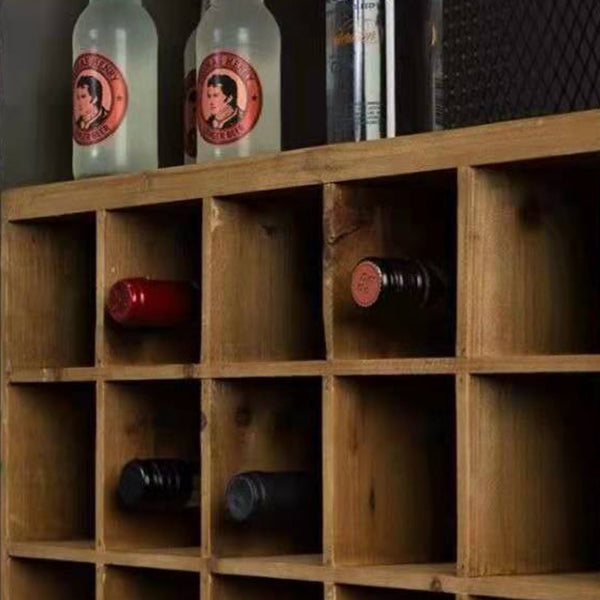 Modern Style Floor Wine Rack Wooden Wine Bottle & Glass Rack without Light