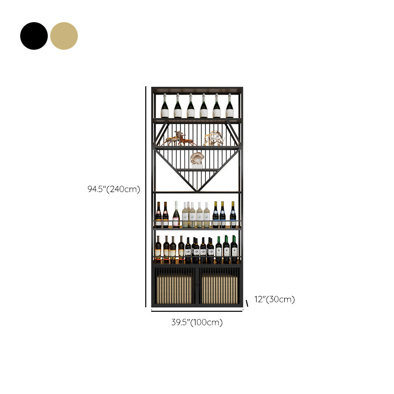 Iron Floor Bottle Wine Rack Contemporary Wine Holder with Storage Shelves