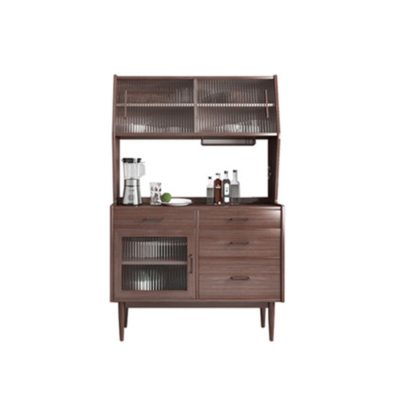 Modern Style Dining Buffet Pine Solid Wood Living Room Buffet Server with 4-Drawer