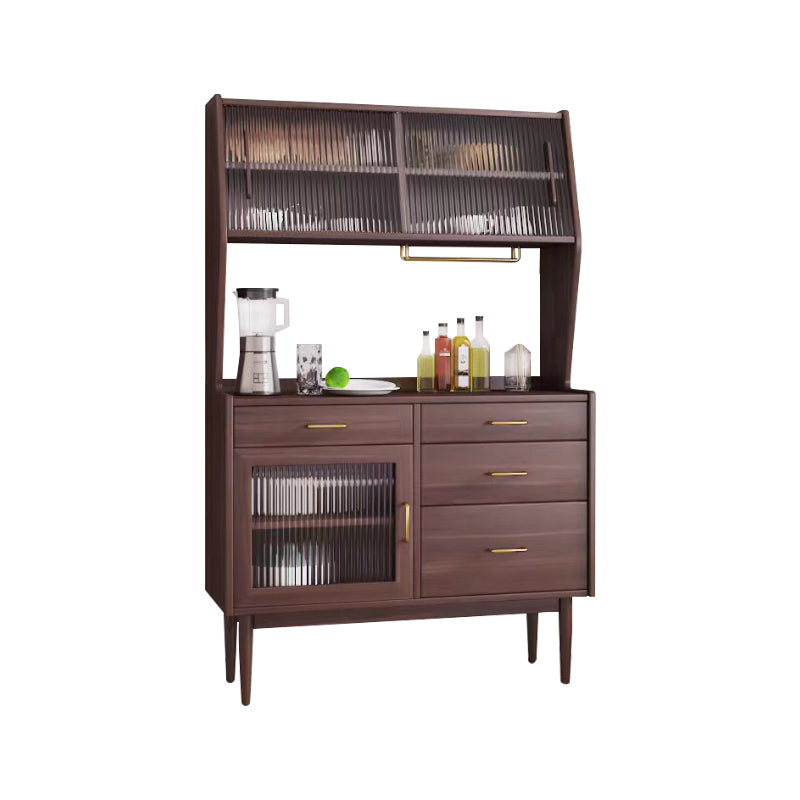 Modern Style Dining Buffet Pine Solid Wood Living Room Buffet Server with 4-Drawer