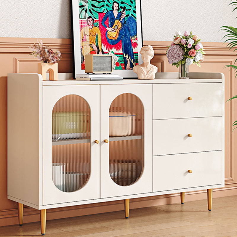 White Sideboard Cabinet Adjustable Shelving Sideboard Cabinet with Glass Doors