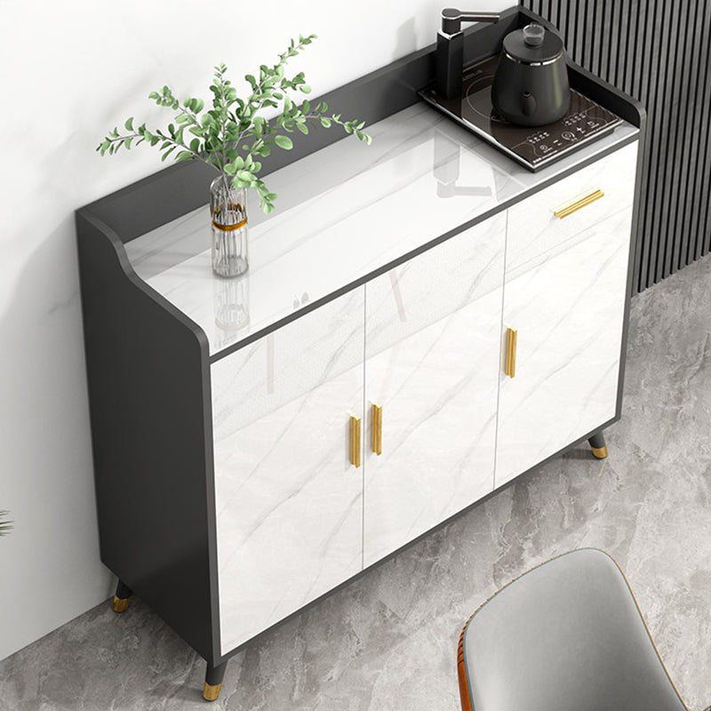 Modern Stone Sideboard 1 Drawer Sideboard Cabinet with Adjustable Shelves