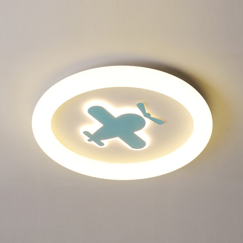 Kids LED Flush Mount Light Airplane Metal Ceiling Light Fixture for Bedroom