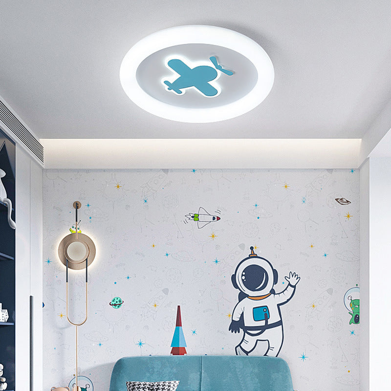 Kids LED Flush Mount Light Airplane Metal Ceiling Light Fixture for Bedroom