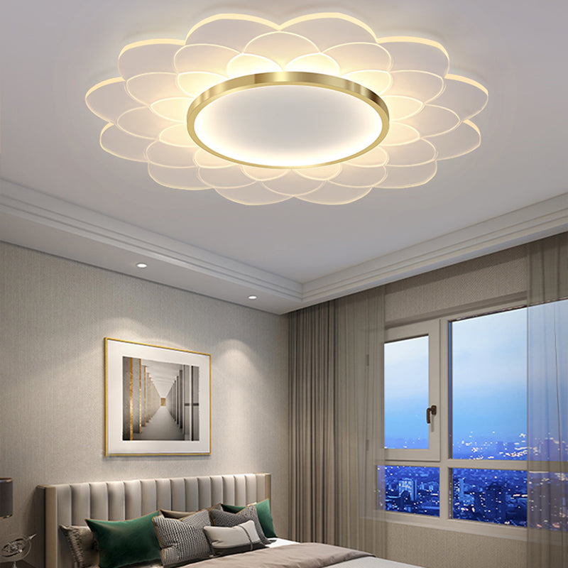 Nordic Style Ceiling Light Flower Flush Mount with Acrylic for Bedroom