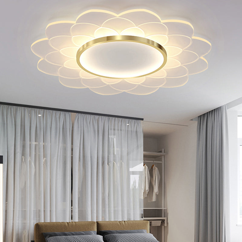 Nordic Style Ceiling Light Flower Flush Mount with Acrylic for Bedroom