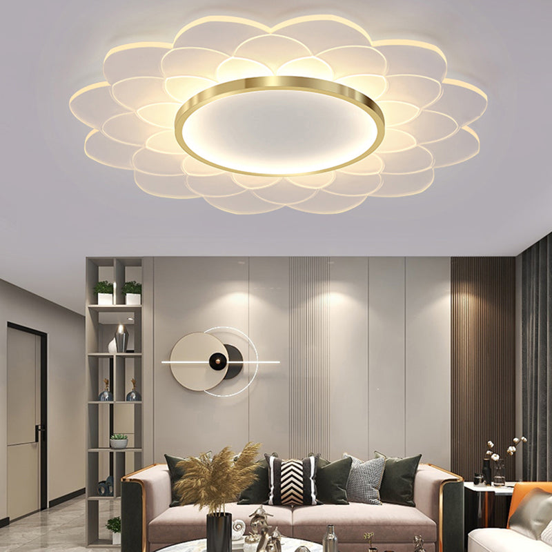 Nordic Style Ceiling Light Flower Flush Mount with Acrylic for Bedroom