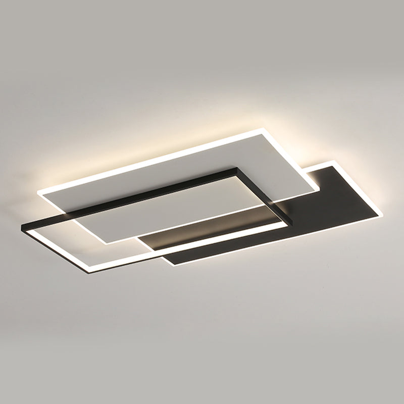 Minimalism Flush Mount Metal LED Ceiling Light Fixture in Black and White for Living Room