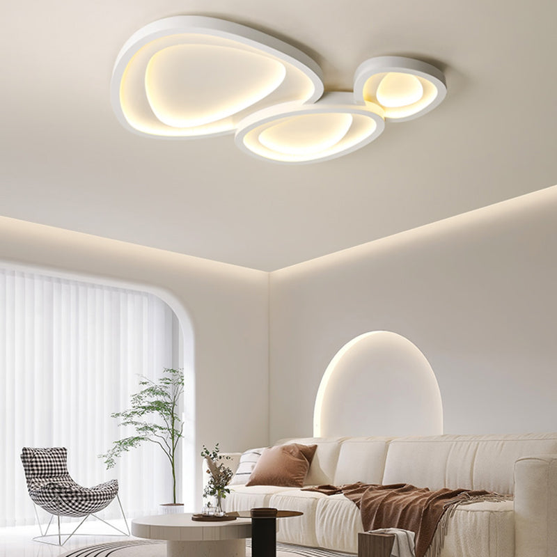 Nordic Style Ceiling Light Fixture Metal Flush Mount in White for Living Room