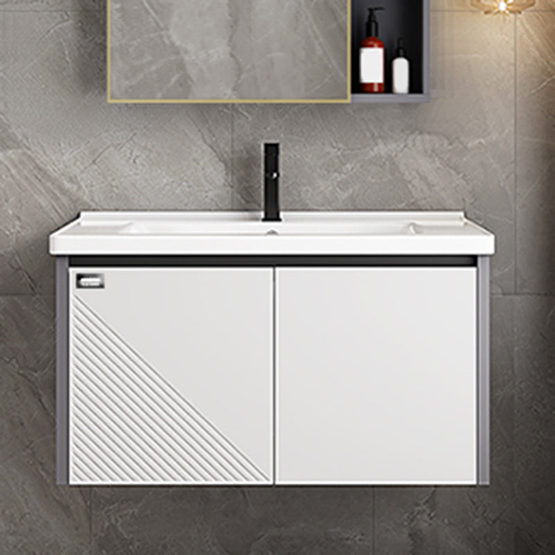 Modern Sink Vanity Set Wall Mounted Rectangular Sink Drawers Vanity Set