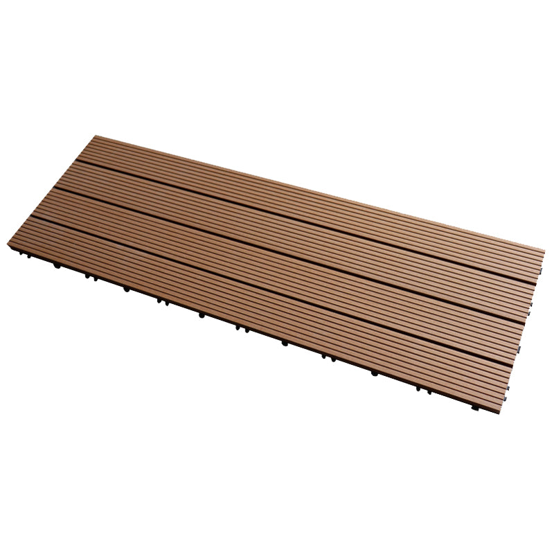 Tradition Rectangle Wood Tile Brown Engineered Wood for Patio Garden