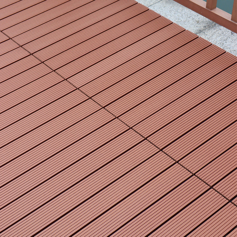 Tradition Rectangle Wood Tile Brown Engineered Wood for Patio Garden